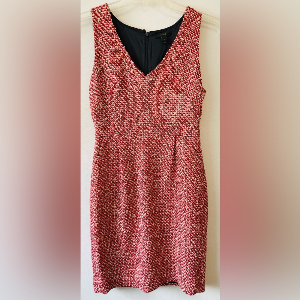 J. Crew Red Tweed Sleeveless less Fit-and-Flare Dress